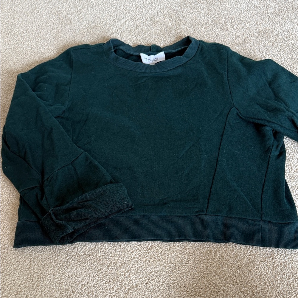 Derek Lam 10 Crosby Dark Green/Teal 100% Cotton Sweatshirt Top Size Medium